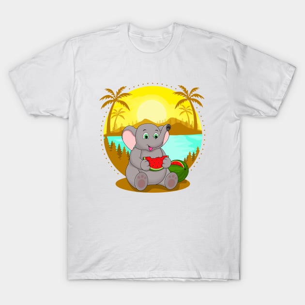 BEACH PLEASE, ELEPHANT T-Shirt by canzyartstudio